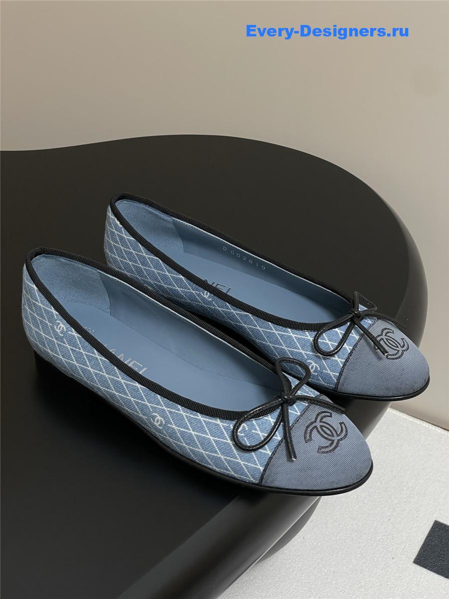 Ch**el light blue denim flats