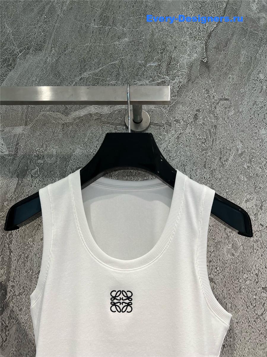L0ew* embroidered ribbed tank top white