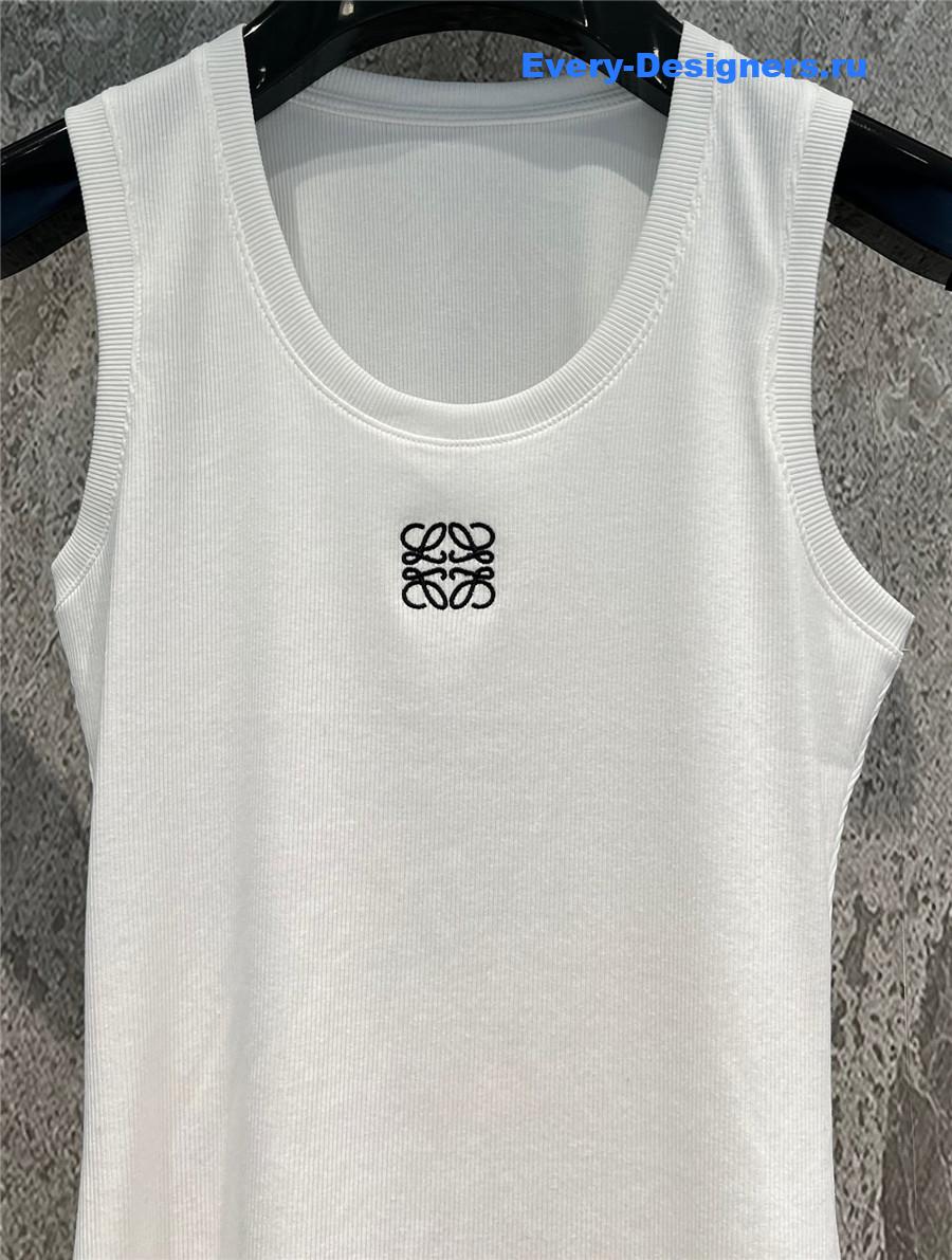 L0ew* embroidered ribbed tank top white