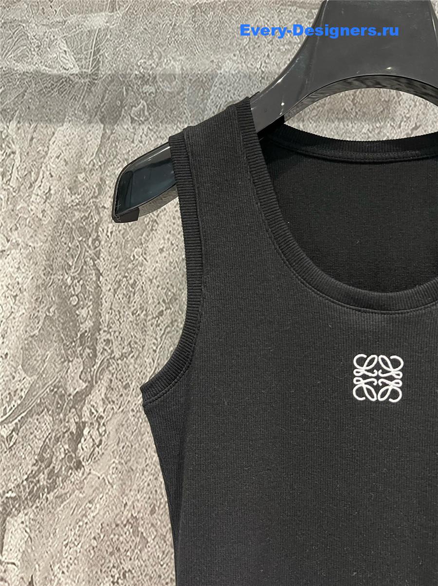 L0ew* embroidered ribbed tank top black