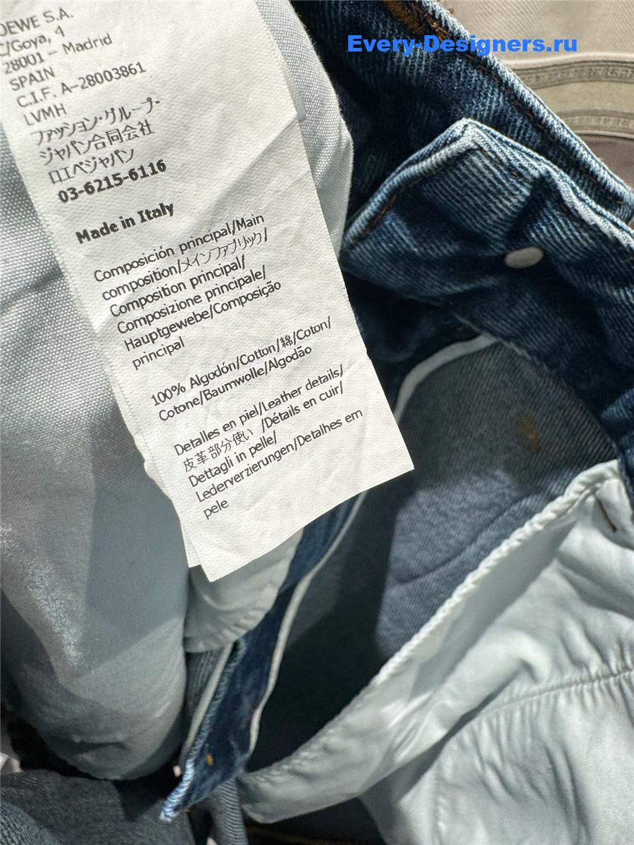 L0ew* anagram embroidered denim shorts