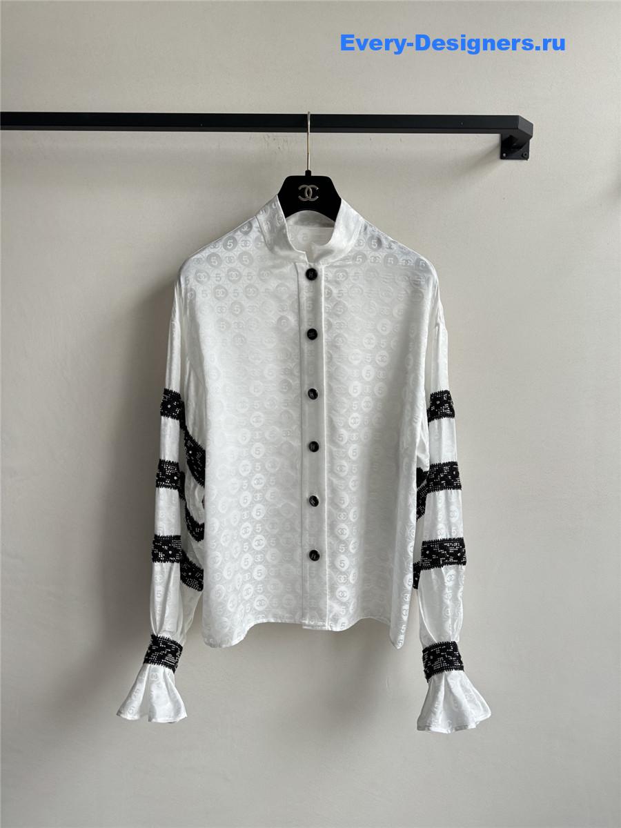 Ch**el stand collar silk shirt