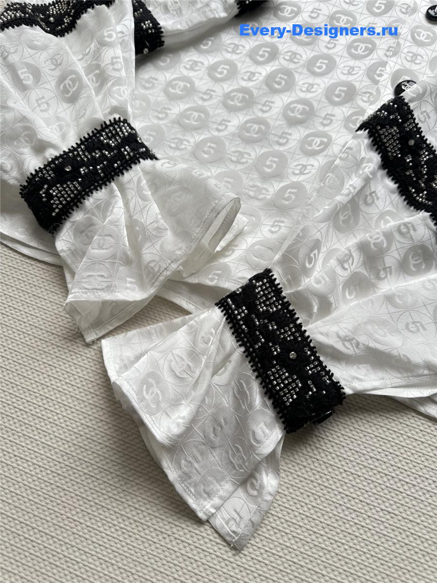 Ch**el stand collar silk shirt