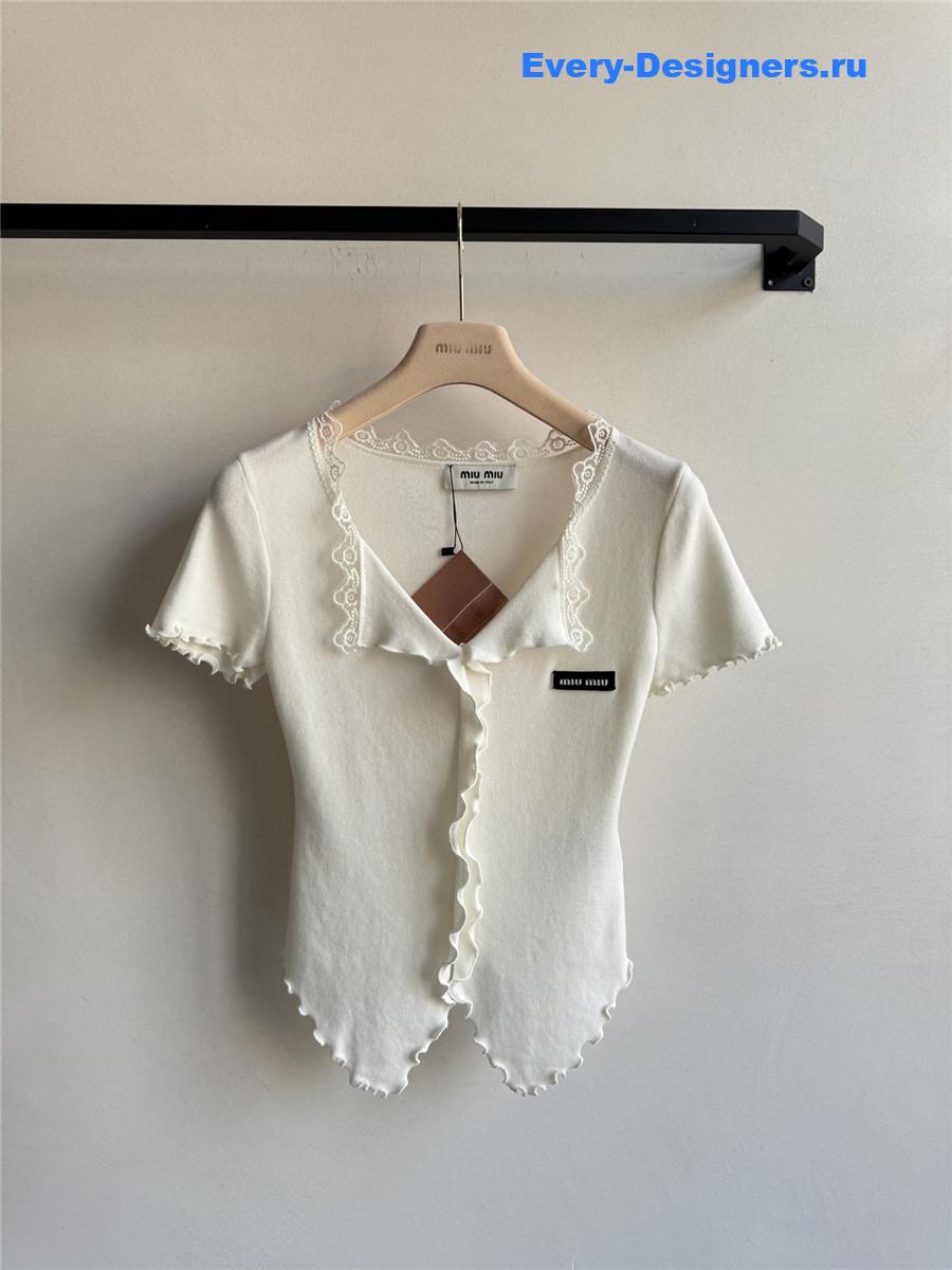 Miu Miu Wave Lace Knit Top