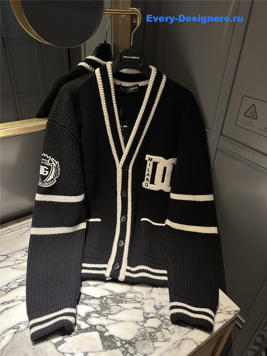 Dolce & Gabbana Black Intarsia-Knit Cardigan
