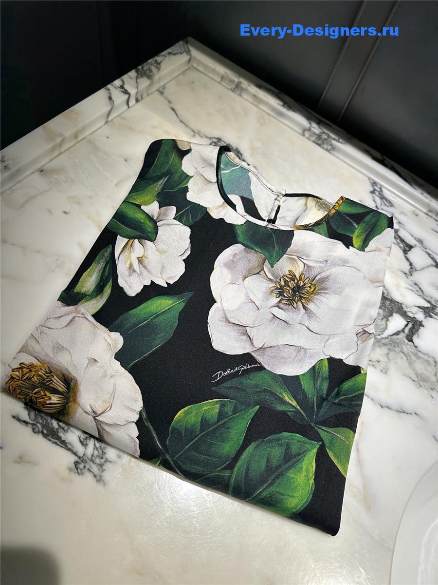 Dolce & Gabbana Floral Silk-Blend Charmeuse Top