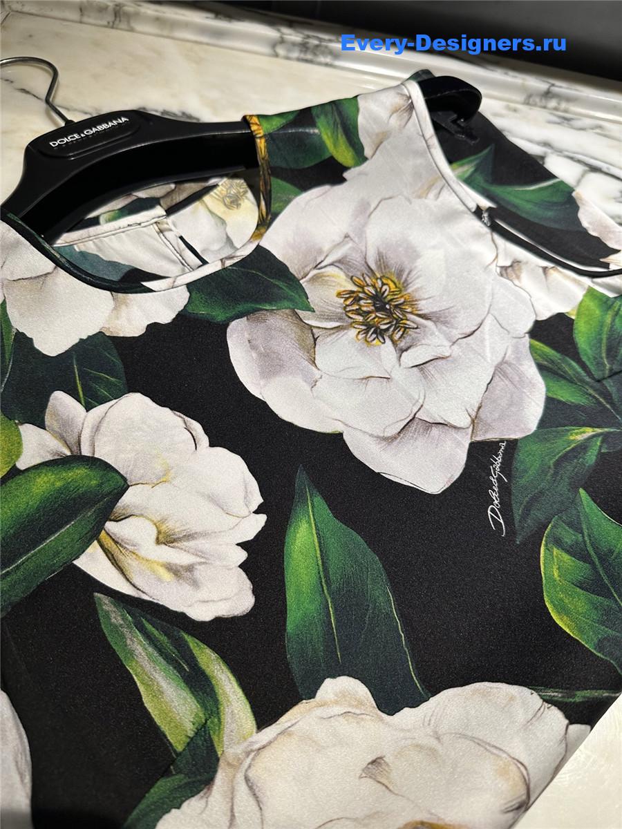 Dolce & Gabbana Floral Silk-Blend Charmeuse Top