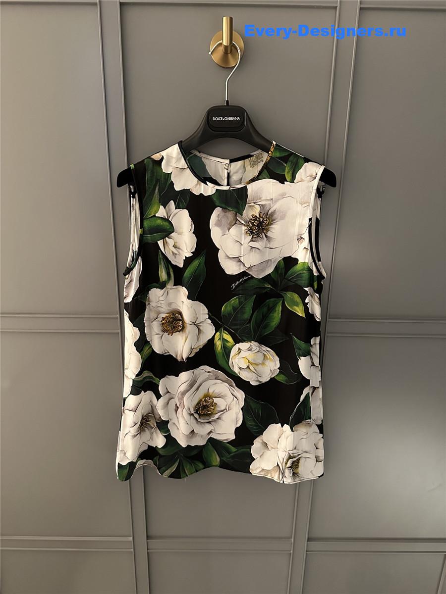 Dolce & Gabbana Floral Silk-Blend Charmeuse Top