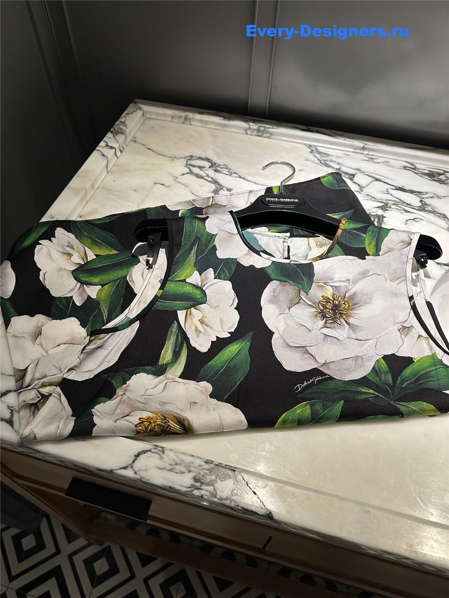 Dolce & Gabbana Floral Silk-Blend Charmeuse Top