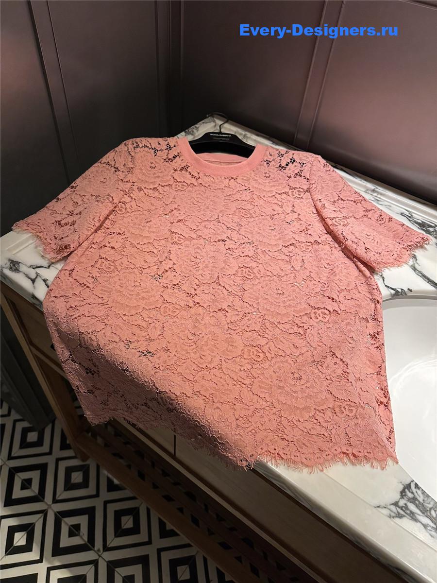 Dolce & Gabbana Pink Lace T-shirt