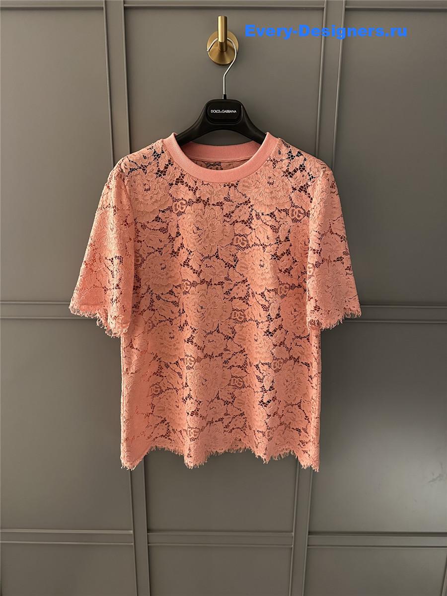 Dolce & Gabbana Pink Lace T-shirt