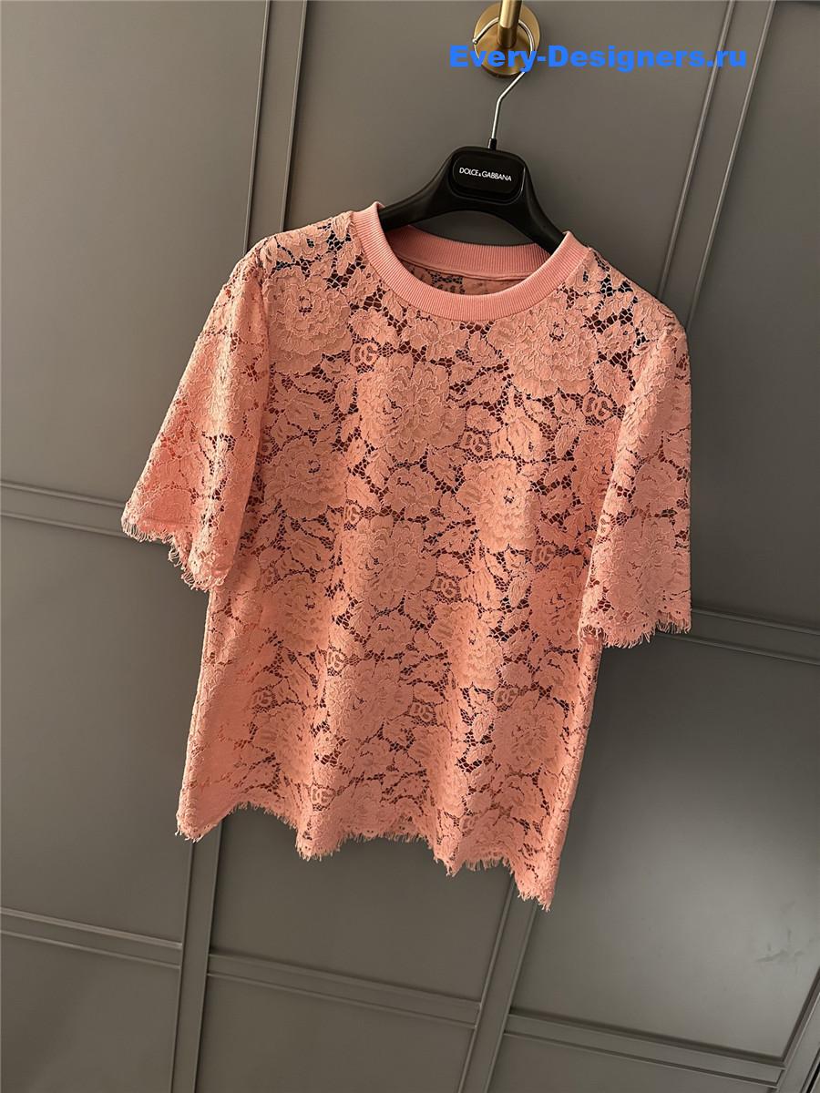 Dolce & Gabbana Pink Lace T-shirt