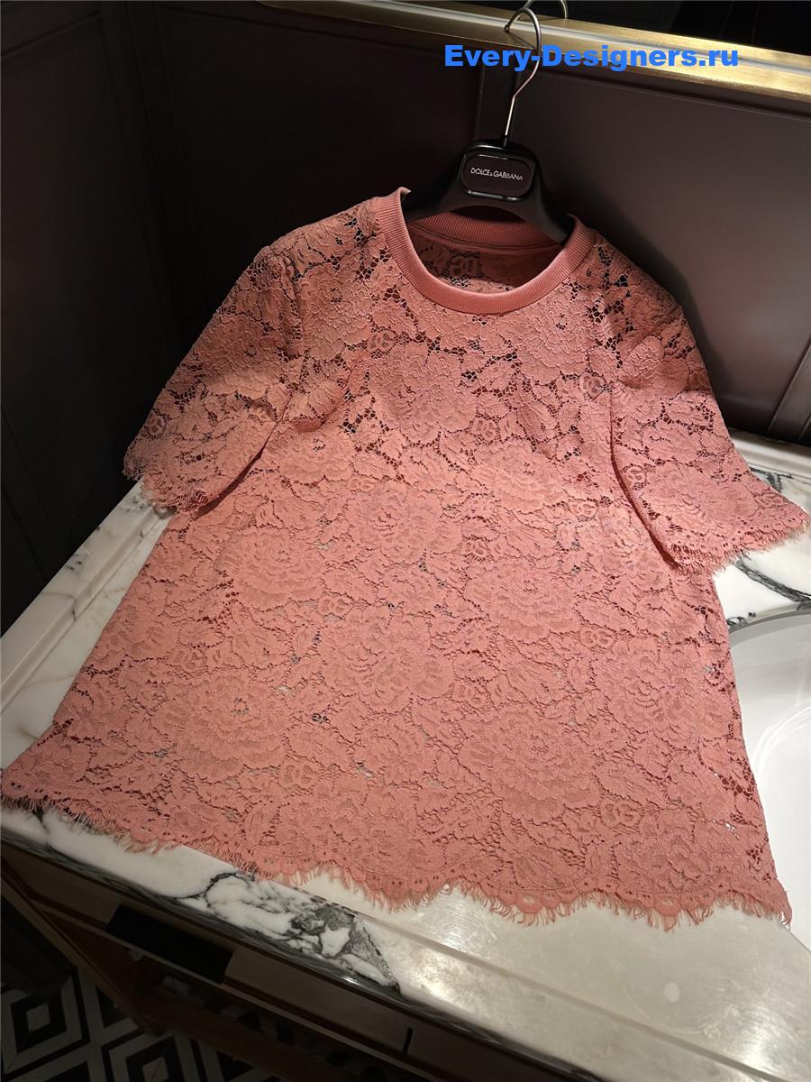 Dolce & Gabbana Pink Lace T-shirt