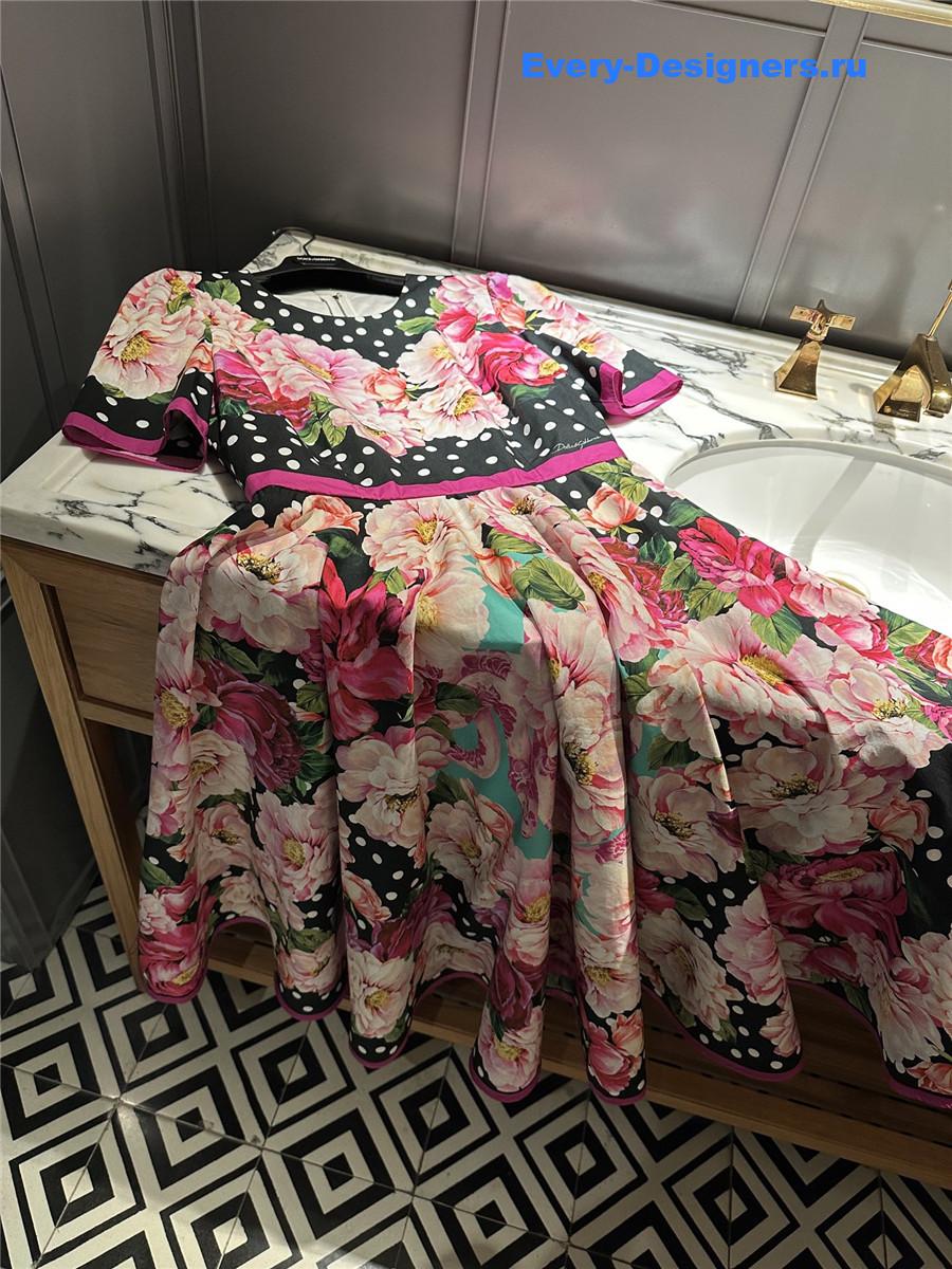 Dolce & Gabbana Printed Poplin Midi Dress