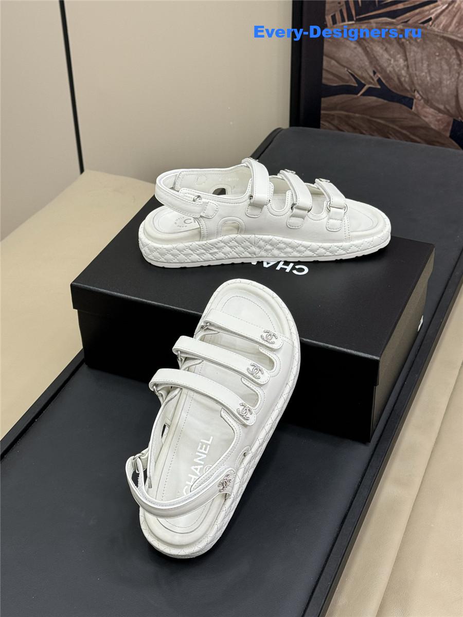 Ch**el white waxed leather sandals