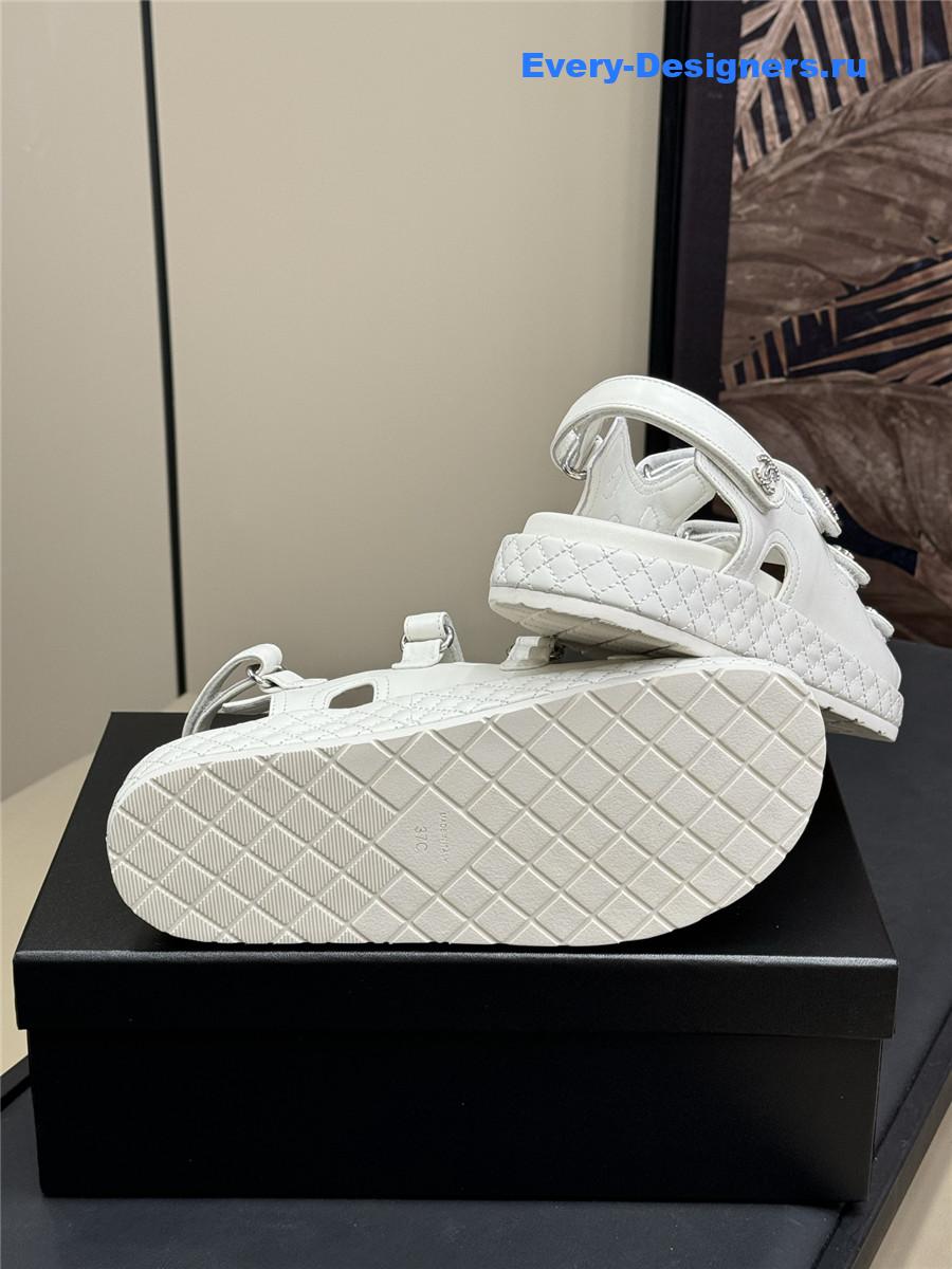 Ch**el white waxed leather sandals