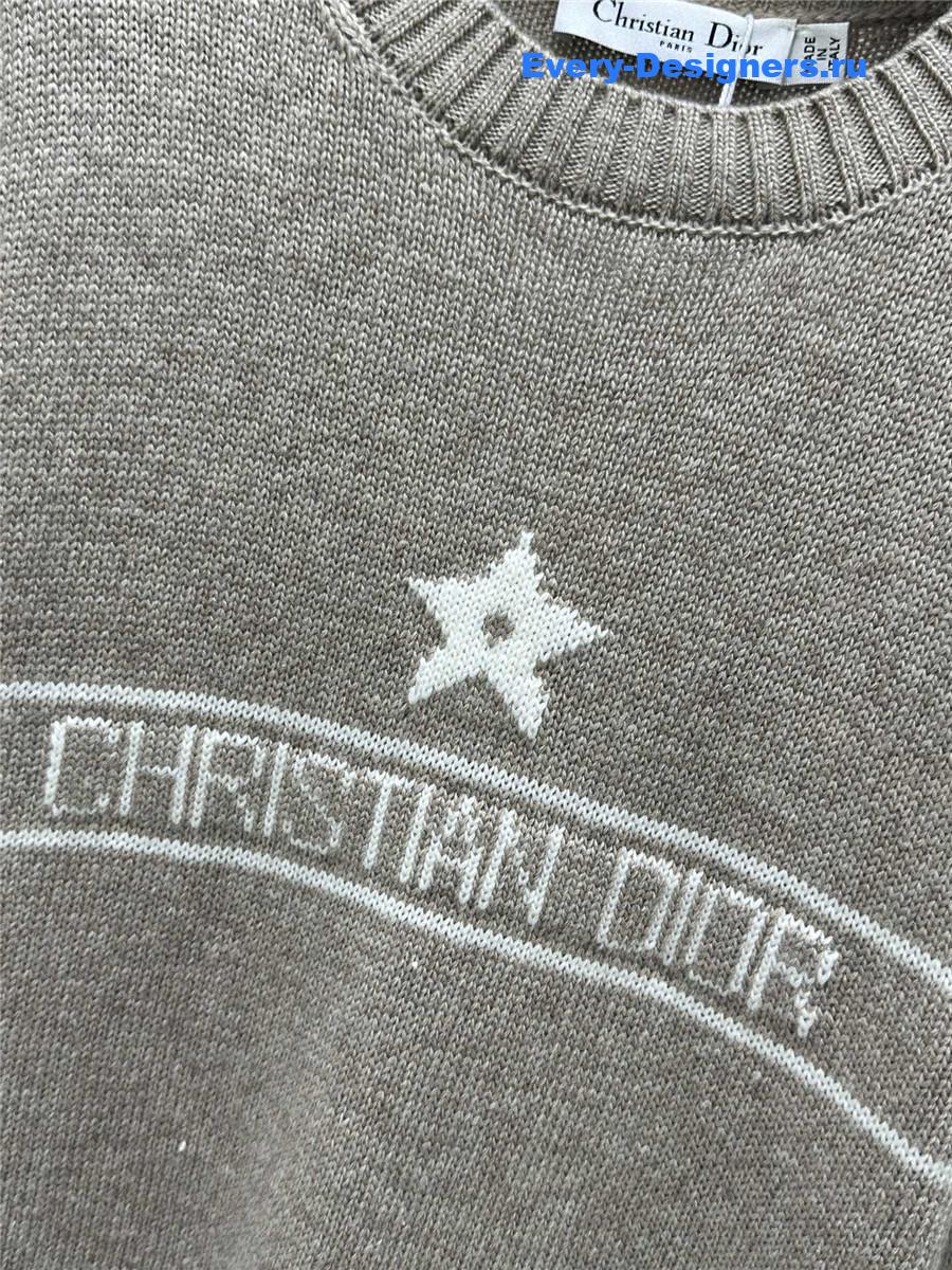 D10r jacquard knit short sleeve top brown