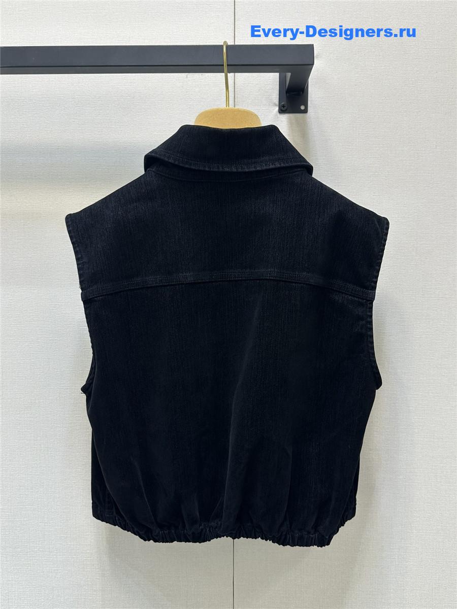 Miu Miu Velvet Denim Cropped Vest