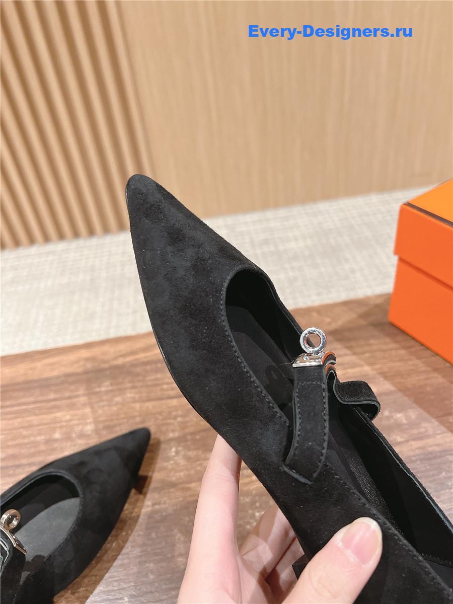 H**me5 black suede ballet flats for women