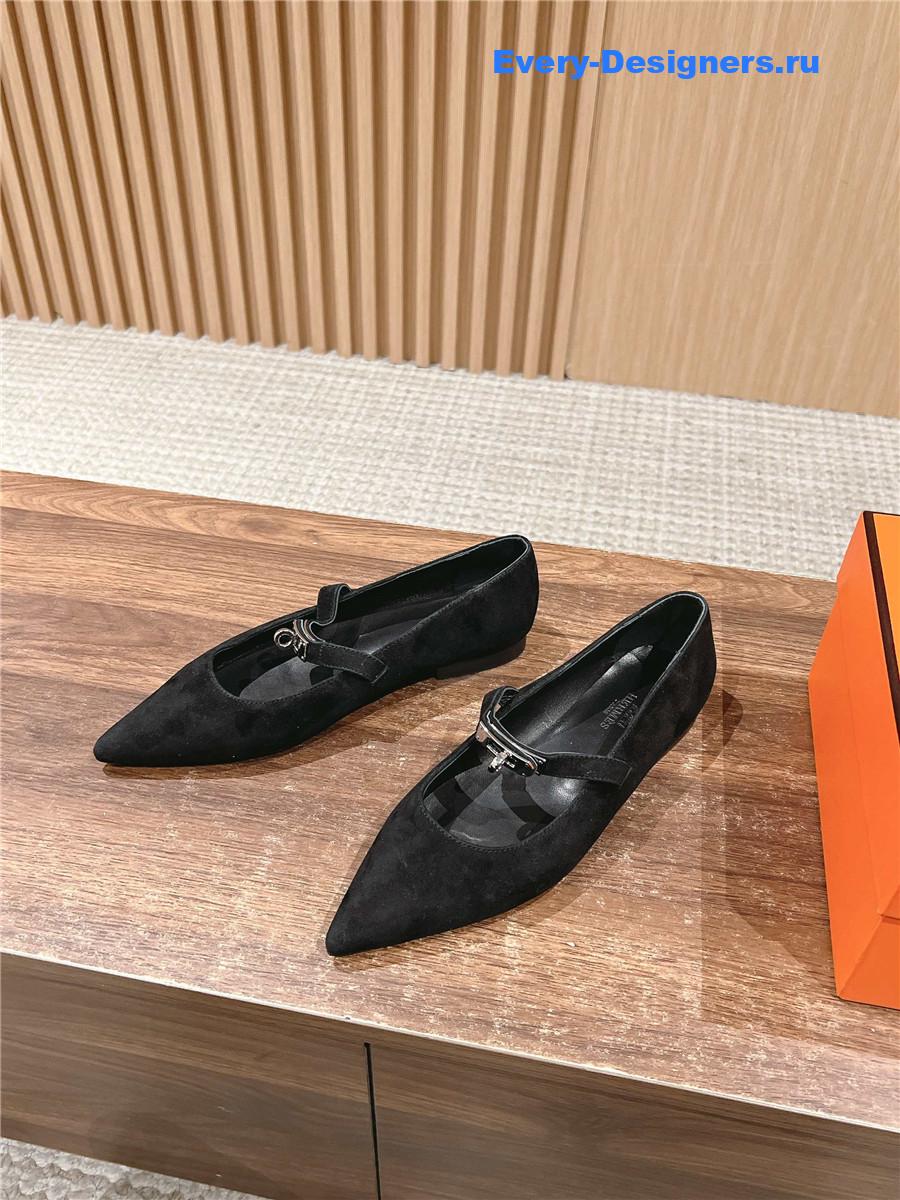 H**me5 black suede ballet flats for women