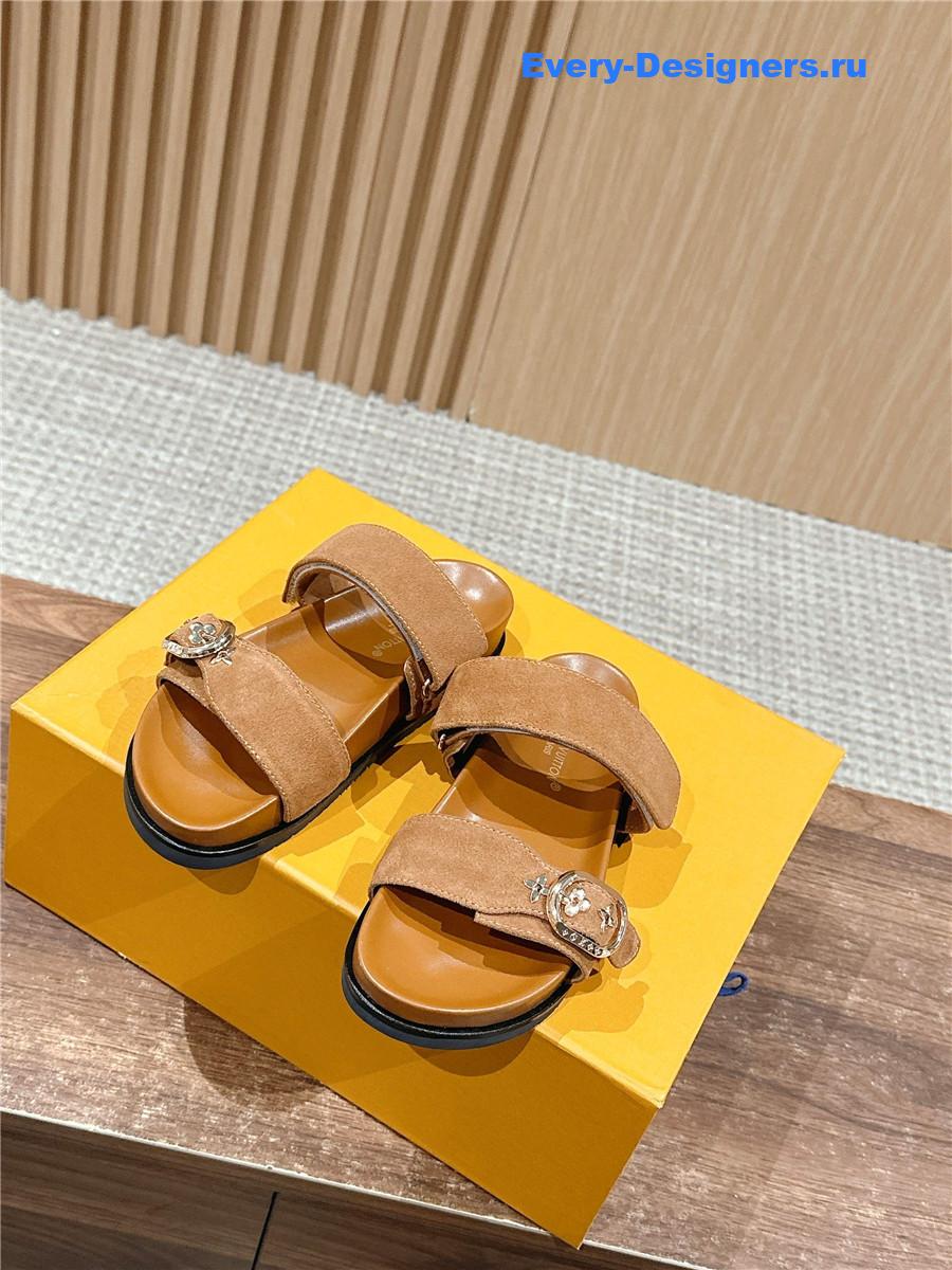 l0vis Vvtt0n lv sunset flat comfort mule in brown