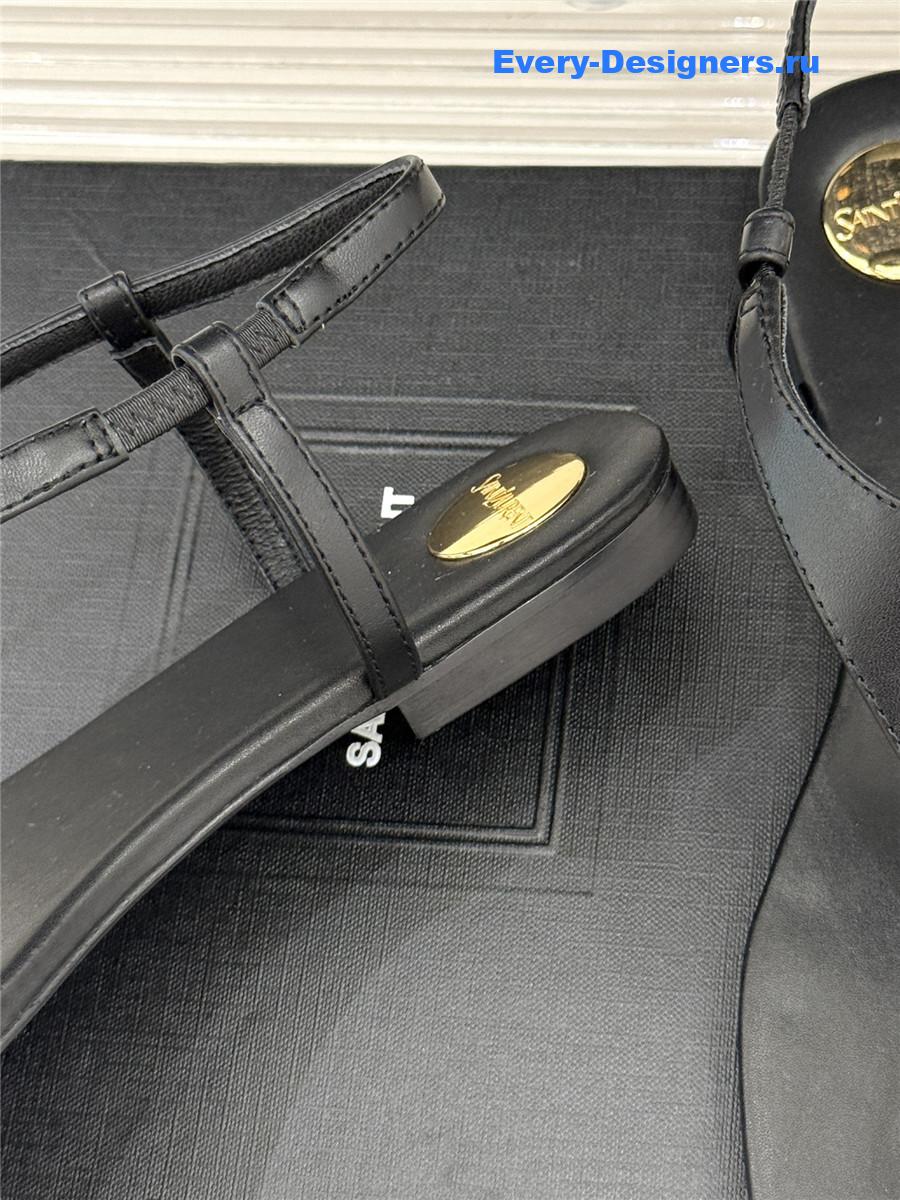 Sa1nt Lau*nt black cassandre flip flops