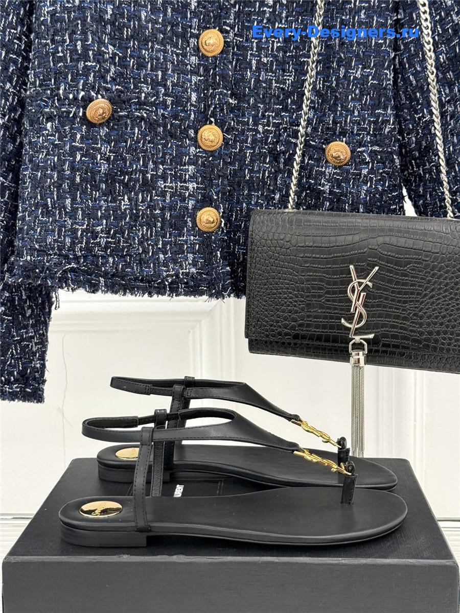 Sa1nt Lau*nt black cassandre flip flops