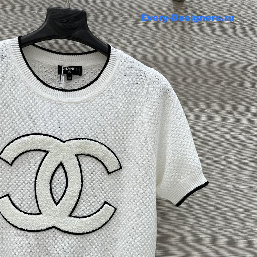 Ch**el logo embroidered knit top