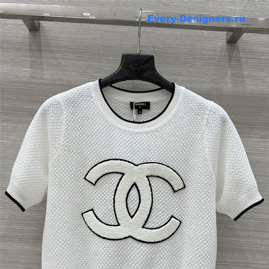 Ch**el logo embroidered knit top