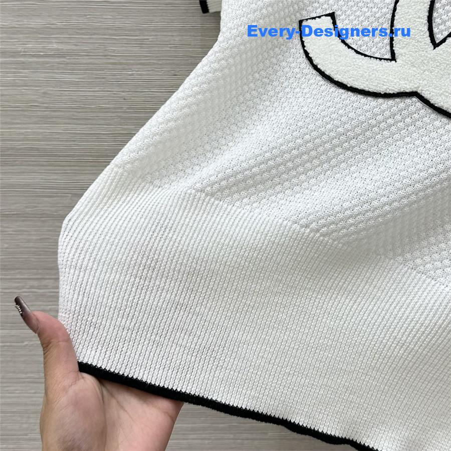 Ch**el logo embroidered knit top