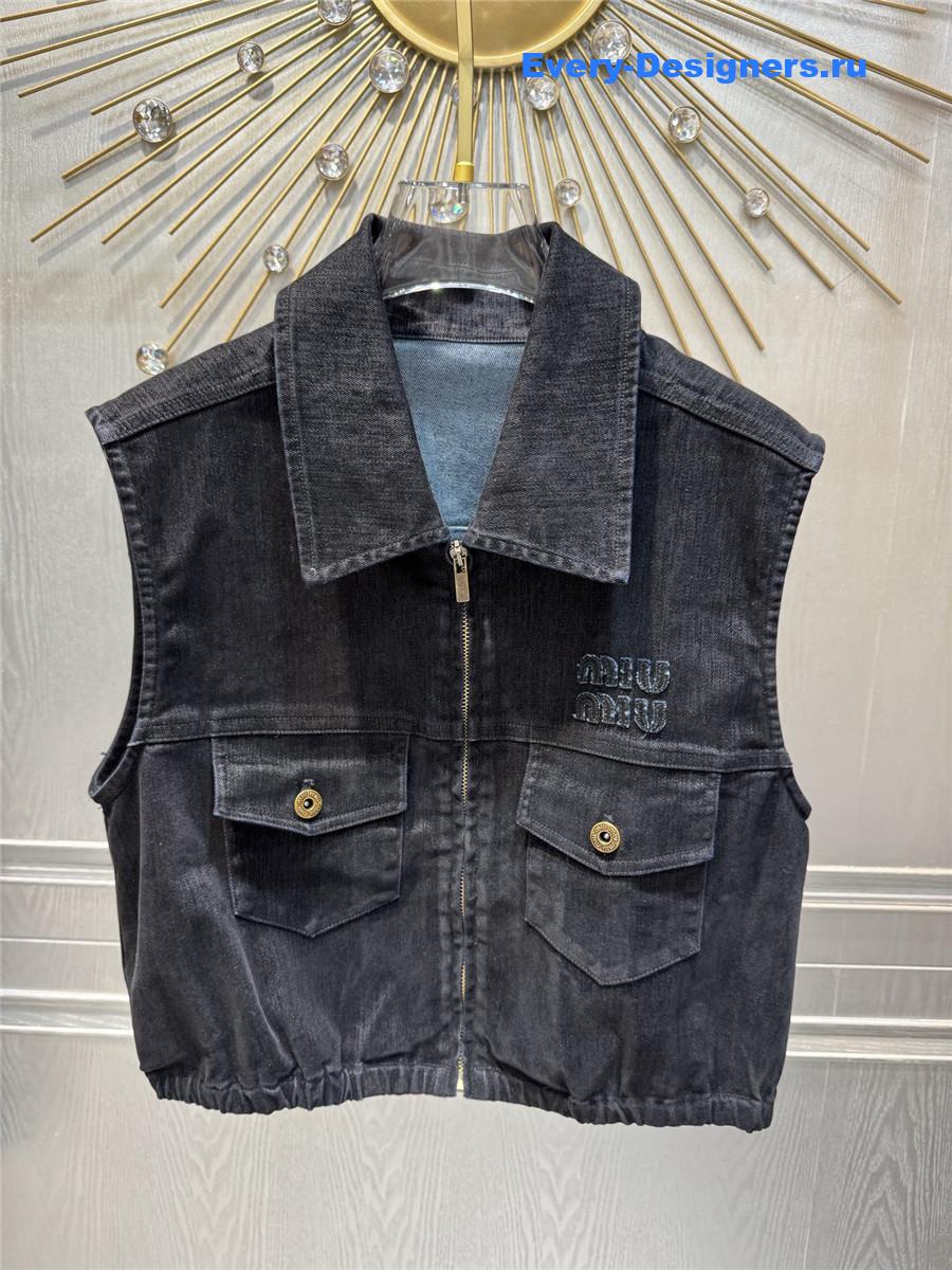 Miu Miu Washed Blue Denim Vest