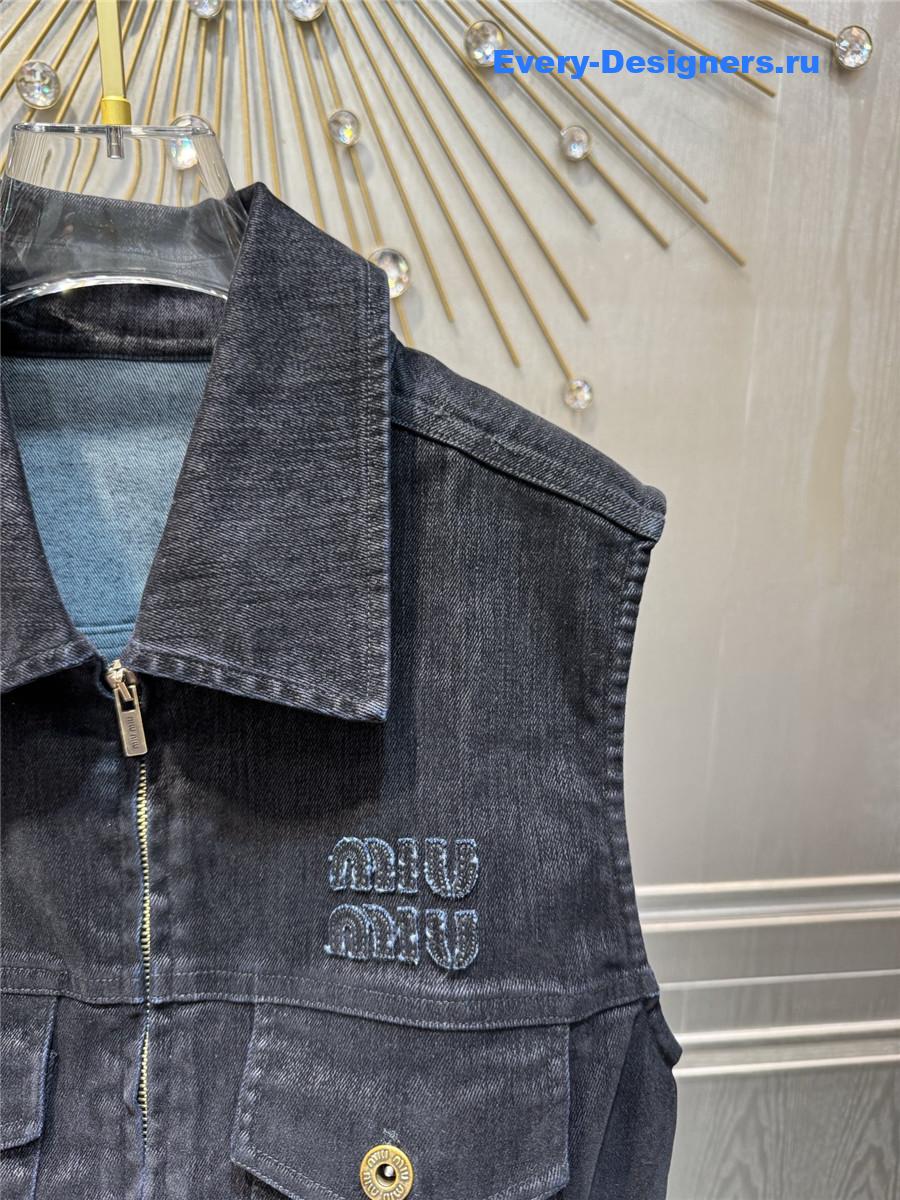 Miu Miu Washed Blue Denim Vest