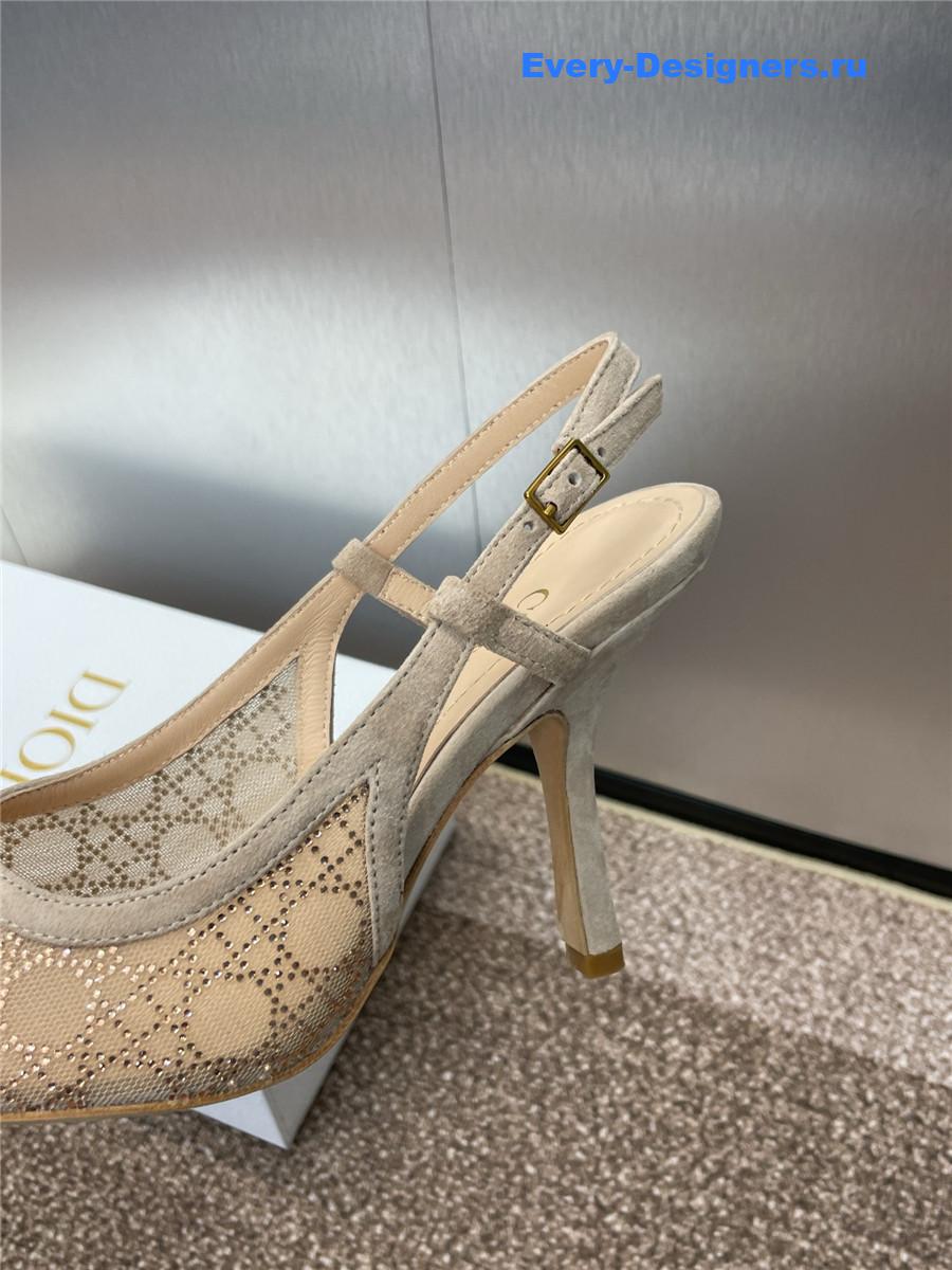 D10r beige mesh slingback pump