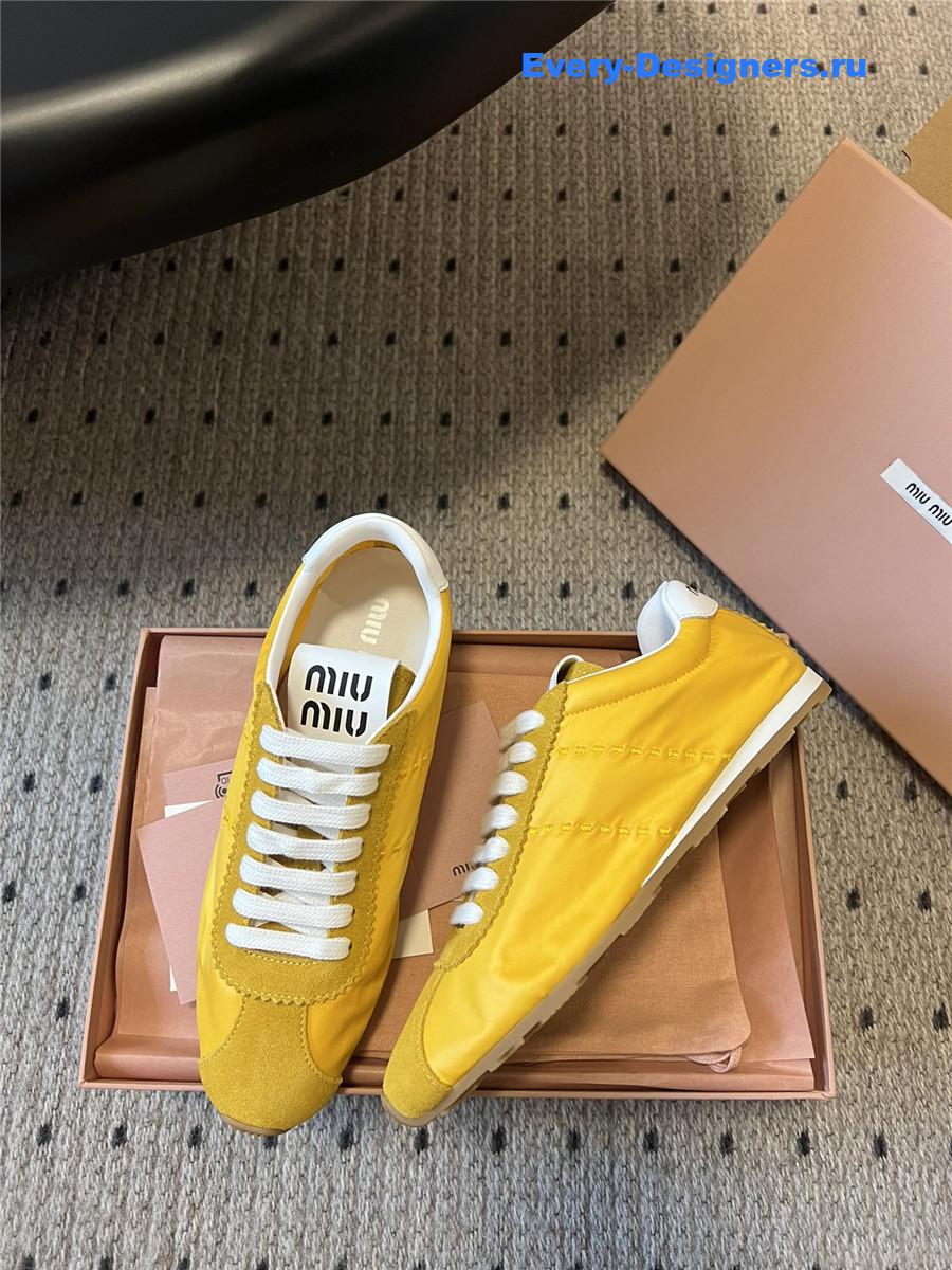 Miu Miu Yellow Nylon Suede Sneakers
