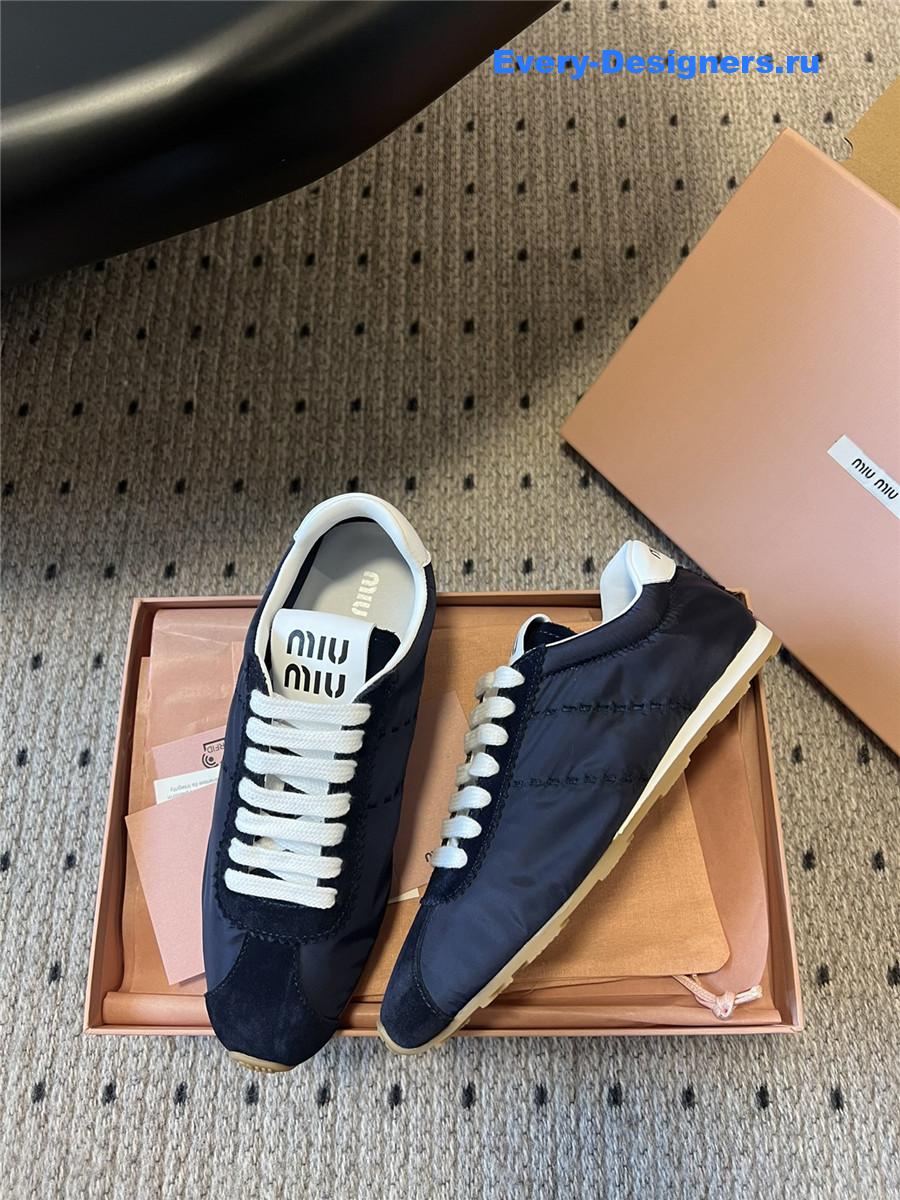 Miu Miu Navy Nylon Suede Sneakers