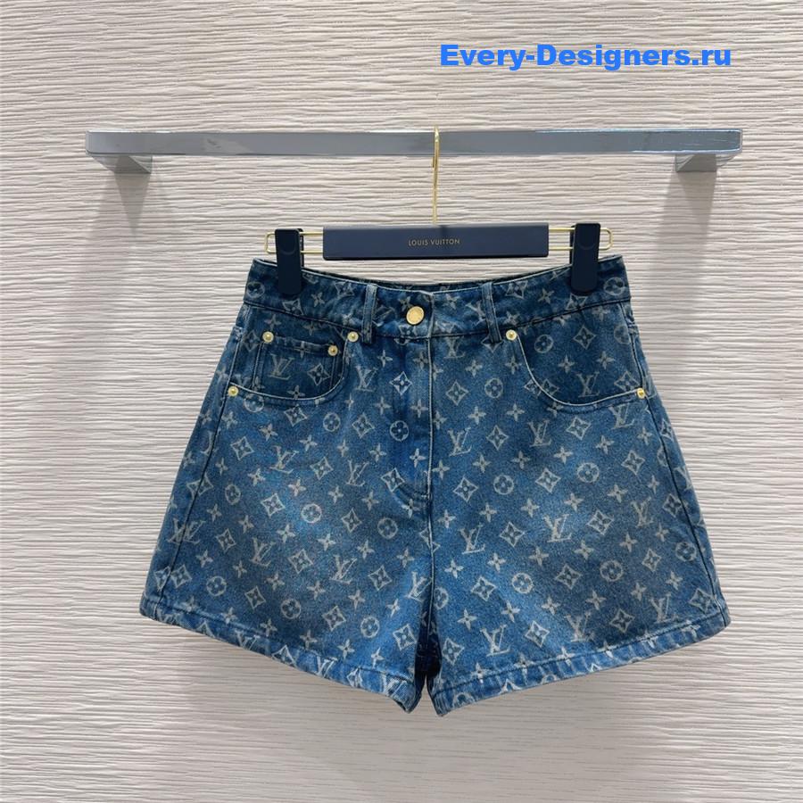 l0vis Vvtt0n monogram blue denim shorts