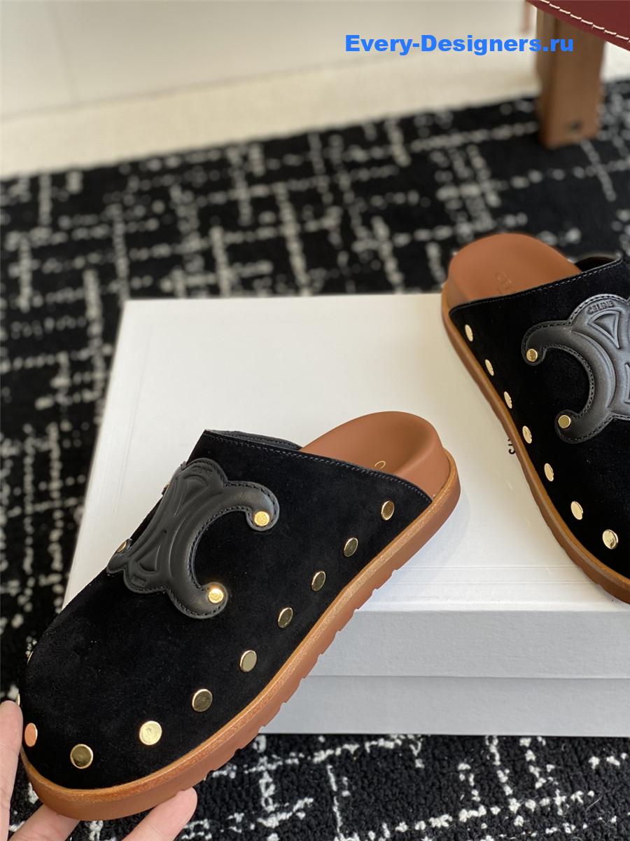 Ce1i*e black suede pitea clogs