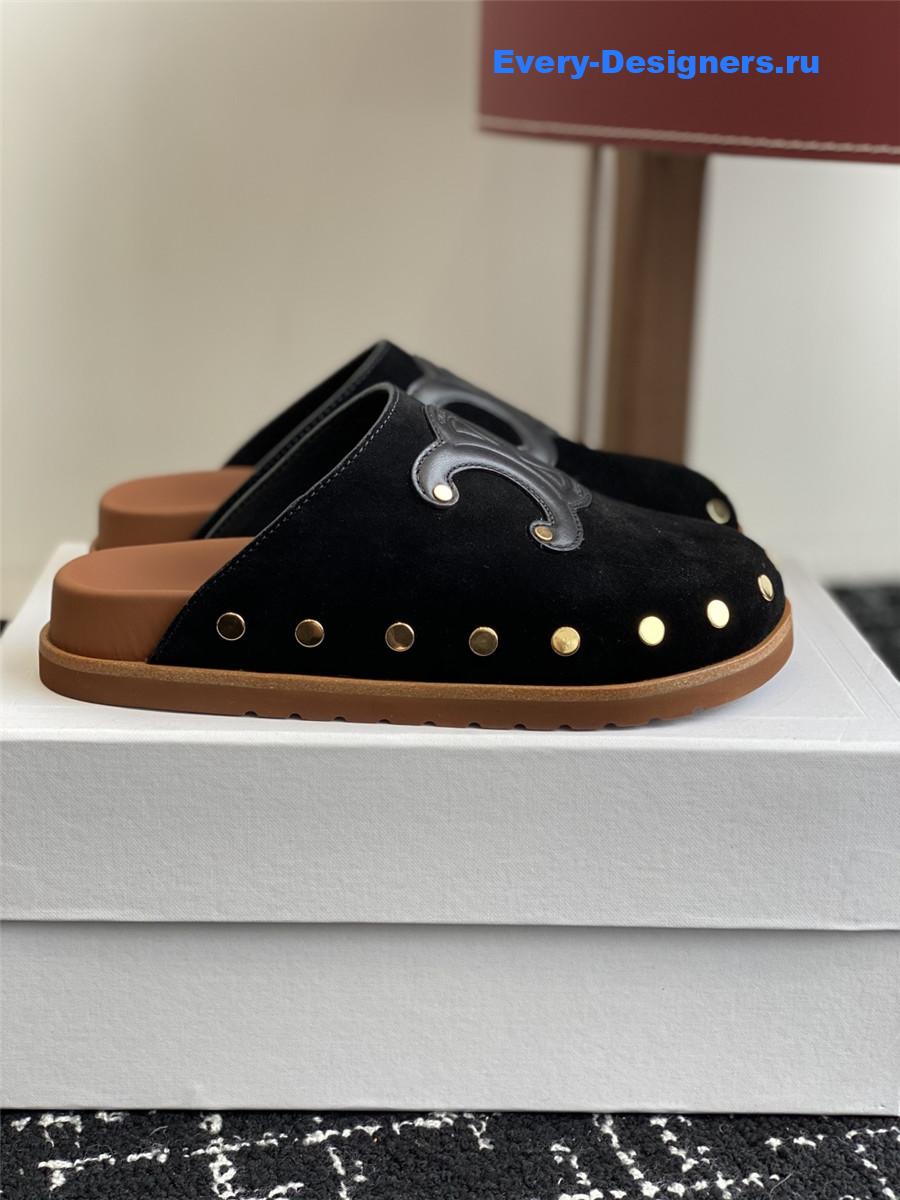 Ce1i*e black suede pitea clogs