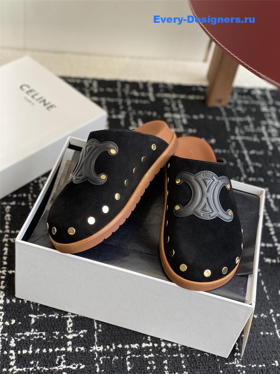 Ce1i*e black suede pitea clogs