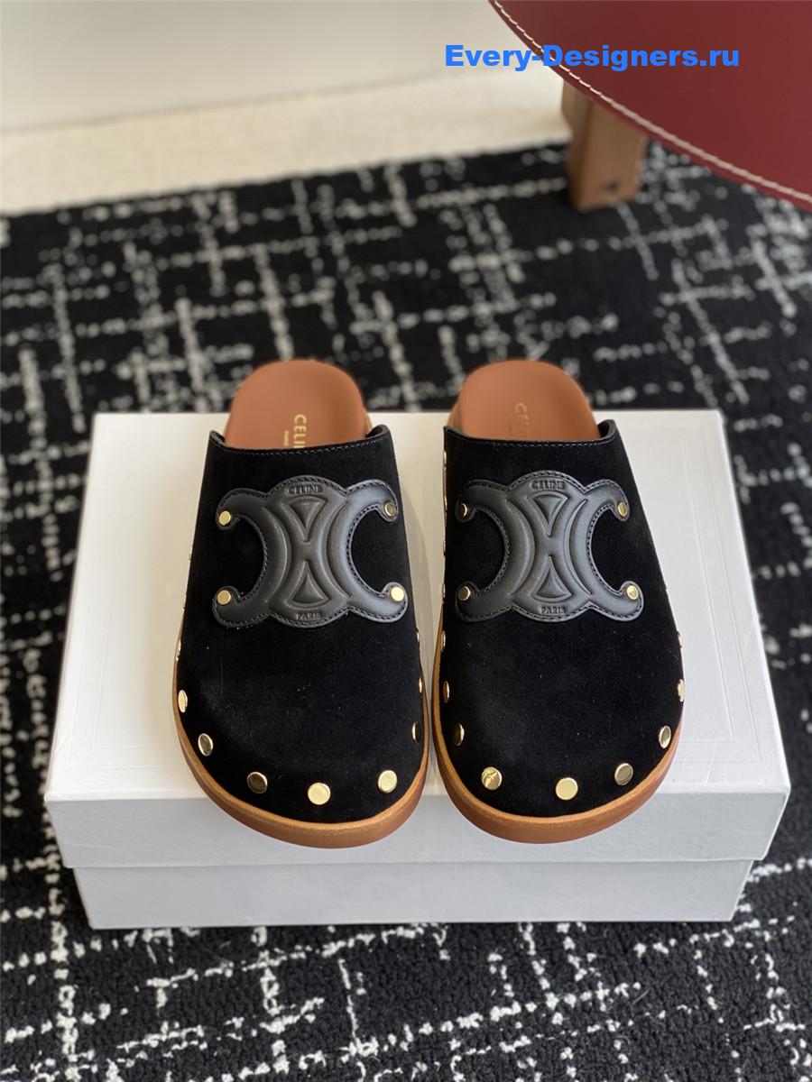 Ce1i*e black suede pitea clogs