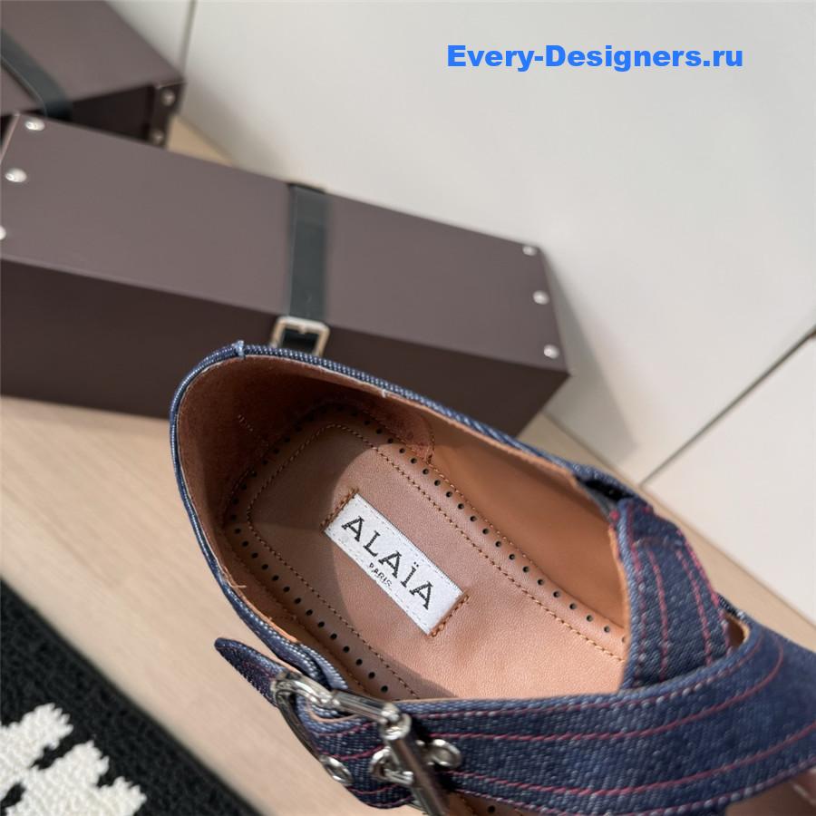 Alaïa Denim Criss Cross Flats