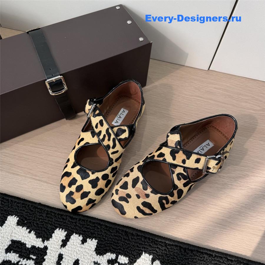 Alaïa Leopard Criss-Cross Flats