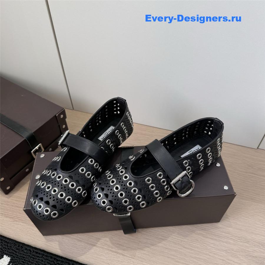 Alaïa black cutout Mary Jane flats