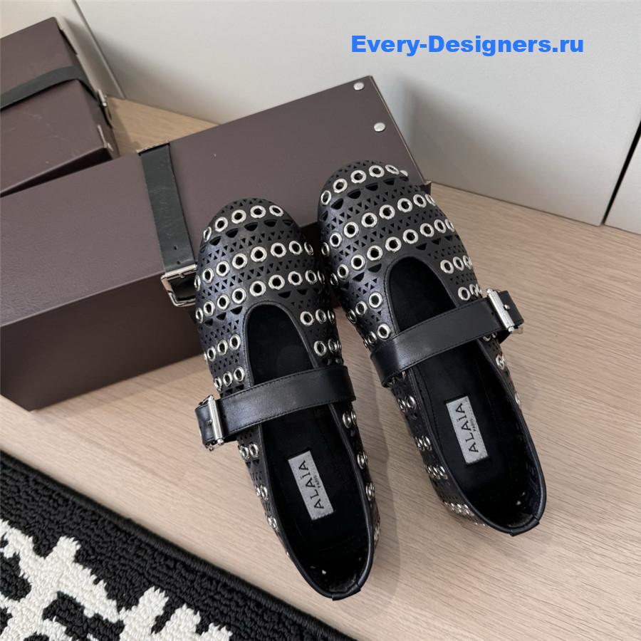Alaïa black cutout Mary Jane flats