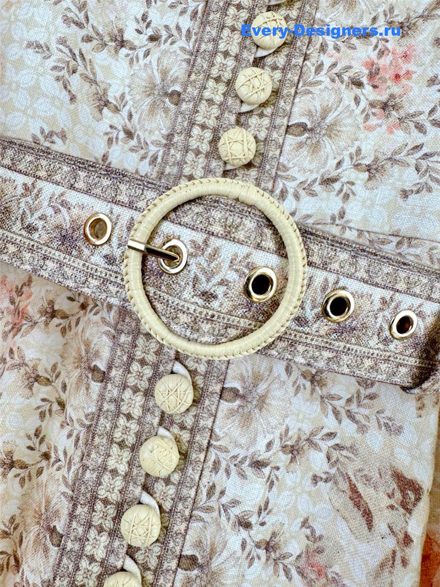 Zimm Beige Floral Midi Dress