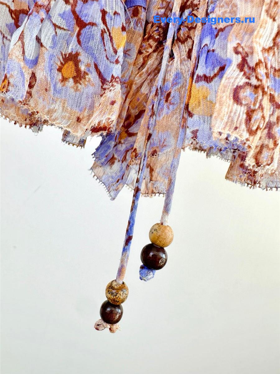 Zimm Tama Floral-Printed Long-Sleeved Ruffled Mini Dress