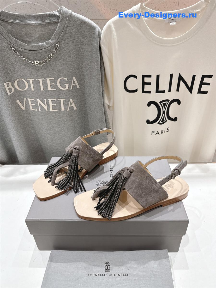 BC Gray Tassel Sandals