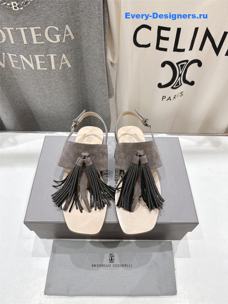 BC Gray Tassel Sandals