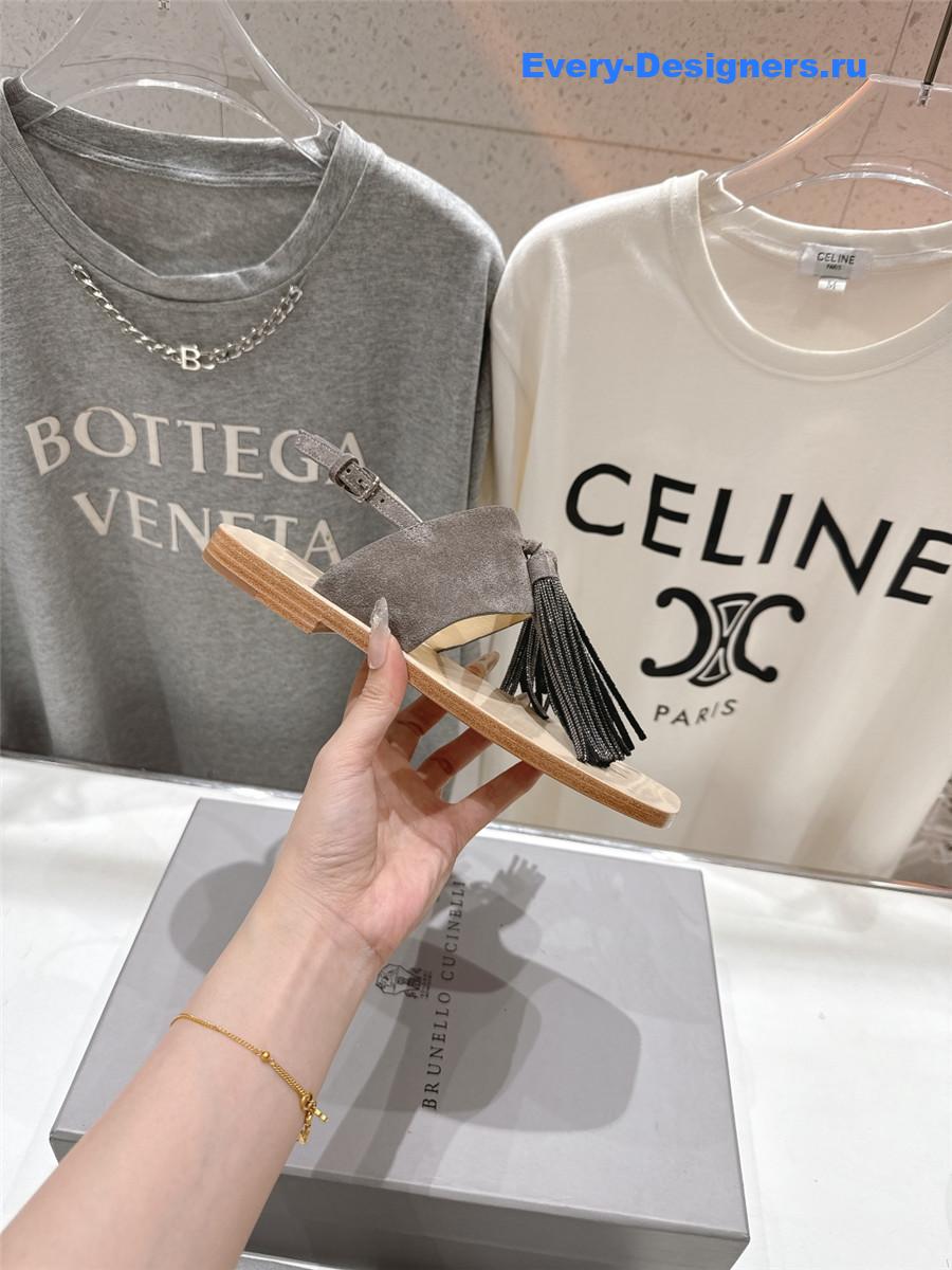 BC Gray Tassel Sandals