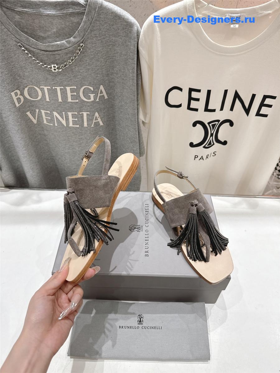 BC Gray Tassel Sandals